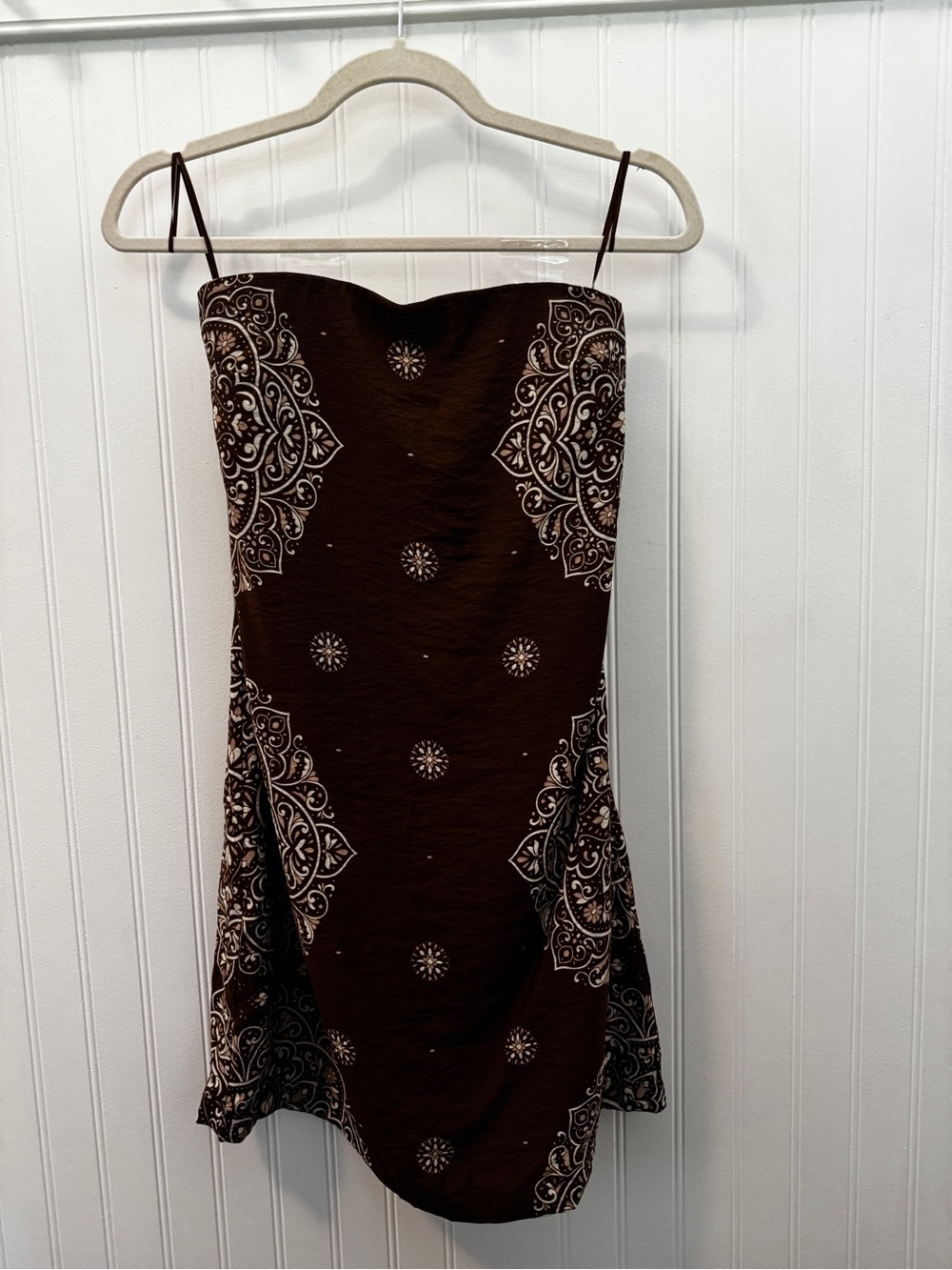 Abercrombie & Fitch Brown Printed Mini Slip Dress with Built in Shorts